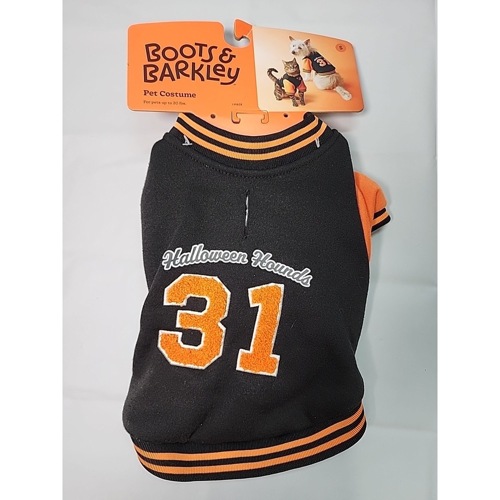 Boots & Barkley Dog Costume S Halloween 31 Letterman Jacket Black Orange NWT